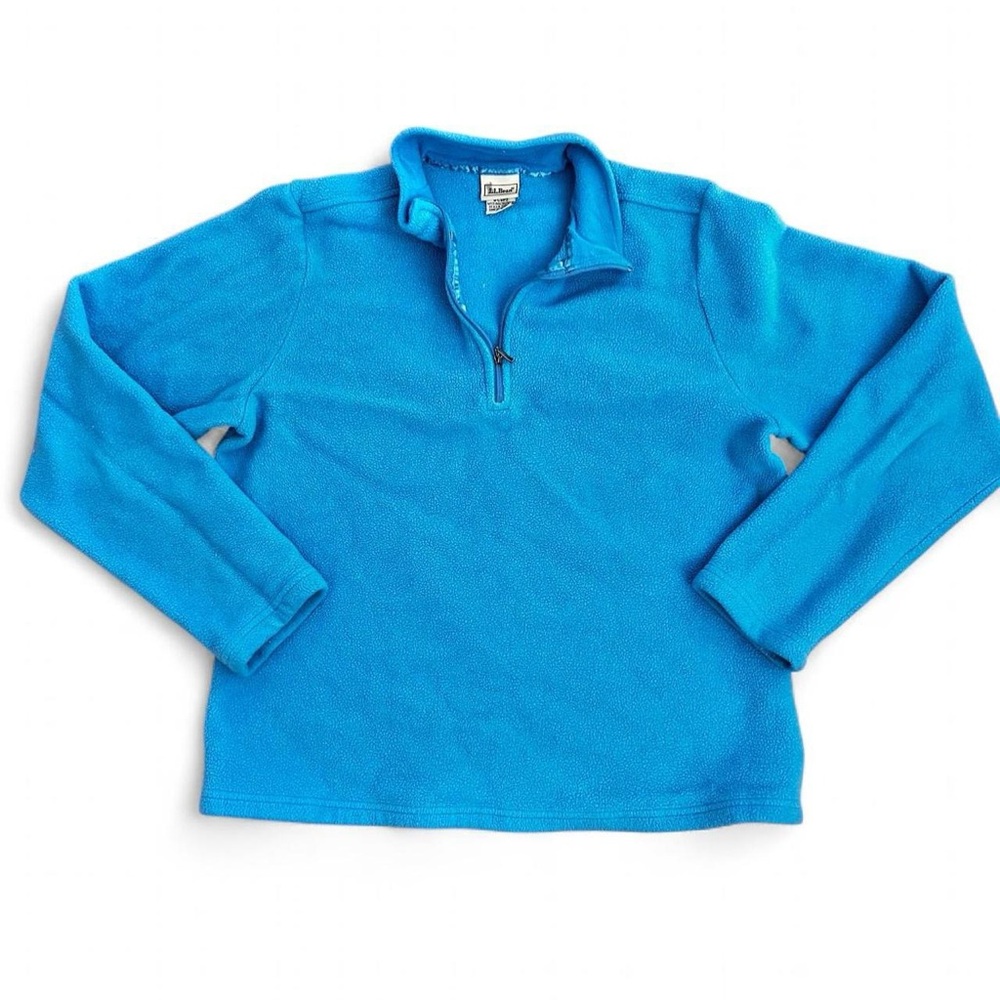 L.L Bean woman’s soft, cozy, stretchy Blue quarter zip fleece pullover Size M